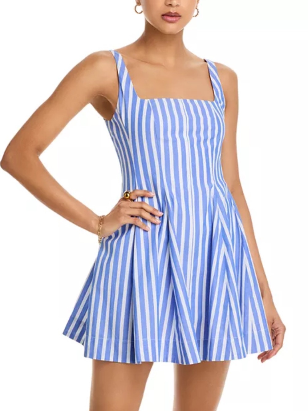 Generation Love Courtney Vertical Striped Blue White Mini Dress NEW Size Large